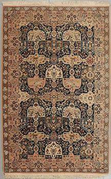 A part silk Ghom rug, 190 x 120 cm.