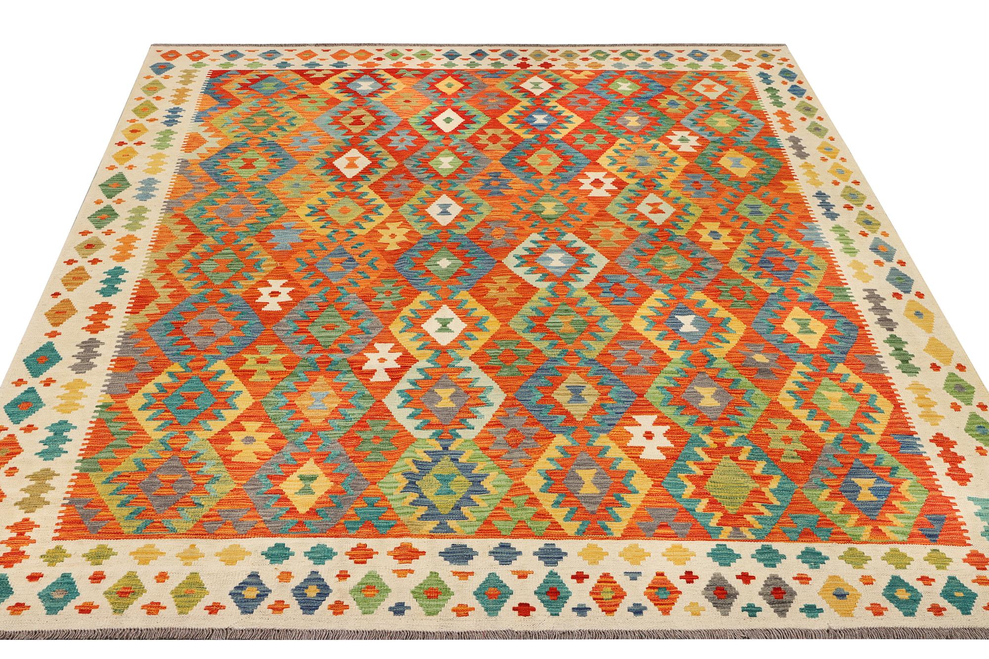 A kilim carpet, c. 303 x 256 cm.
