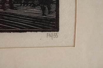 PALLE NIELSEN, träsnitt. Signerad. Daterad 55.