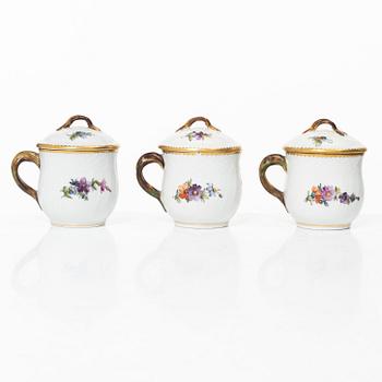 Royal Copenhagen, six cream cups, "Sachsisk Blomst", Denmark, 1889 - 1922.