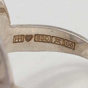 Jorma Laine, ring, silver, faceted rock crystal, Turun Hopea 1984.
