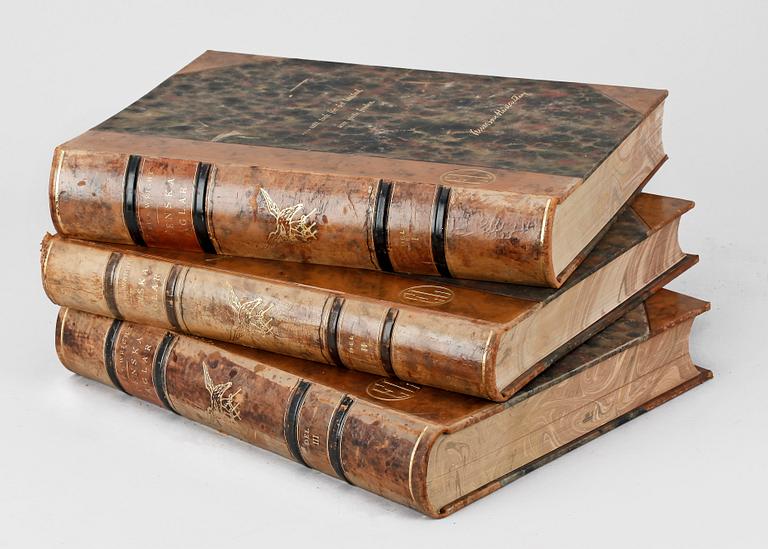 BÖCKER, 3 vol, "Svenska Fåglar", M,W & F von Wright. Stockholm, 1924 och 1929.