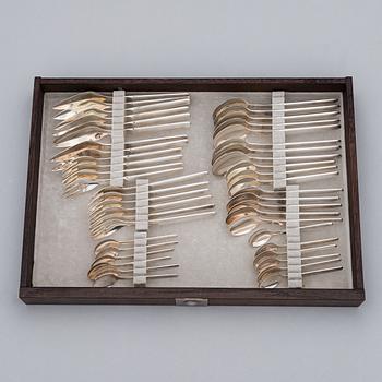 Tapio Wirkkala, a 94-piece set of 'Marski' sterling silver cutlery, Kultakeskus, Hämeenlinna 1988. Original cutlery box.