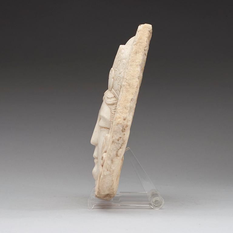 A carved marble fragment, tang style, about 1900.