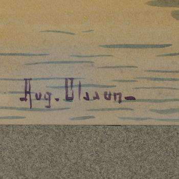 AKVARELLER, 6 st, bl a August Olsson, 1900-talets första hälft.