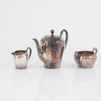 A three-piece silver coffee set, C.G Hallberg, Stockholm, Sweden, 1914.