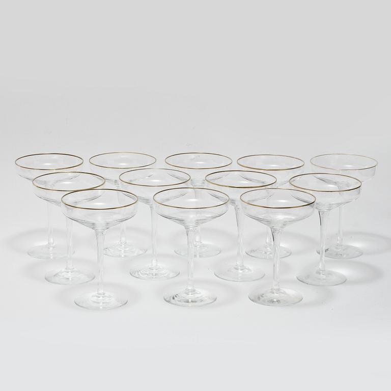 CHAMPAGNEGLAS, 12 st, 1900-talets andra hälft.