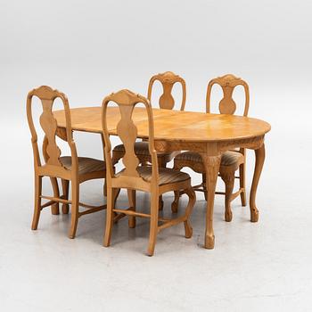 Dining table and chairs, 5 pieces, Rococo style, Karl i Tasre, Taserud, Arvika, Sweden, mid-20th Century.