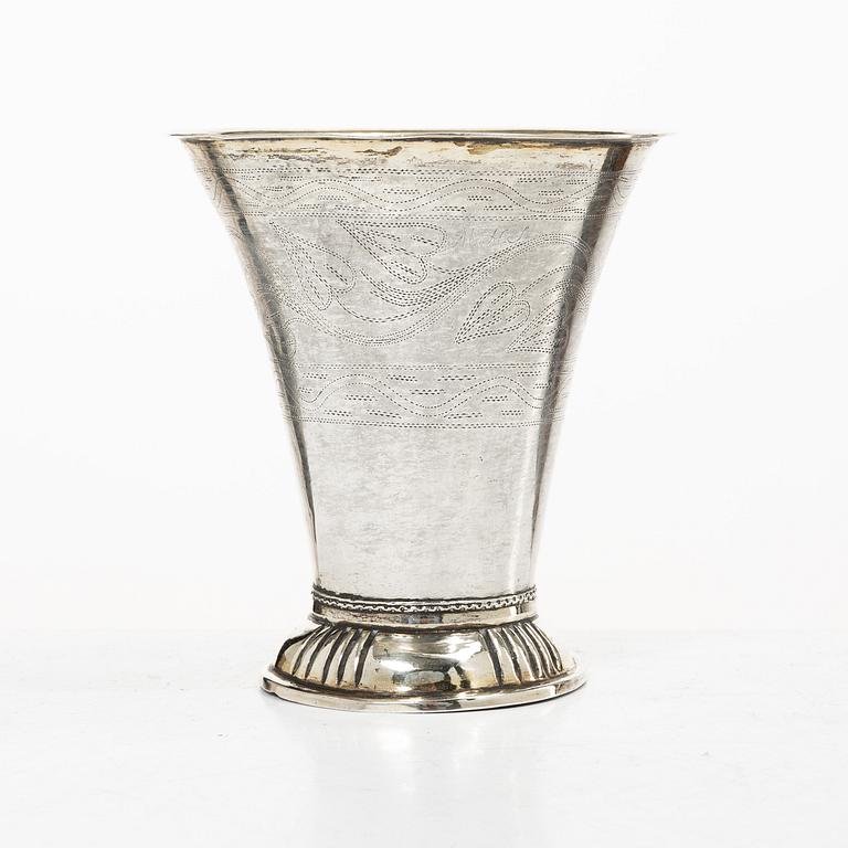 A parcel-gilt silver beaker, mark of Anders Gottfrid Roos, Turku, Finland, 1811.