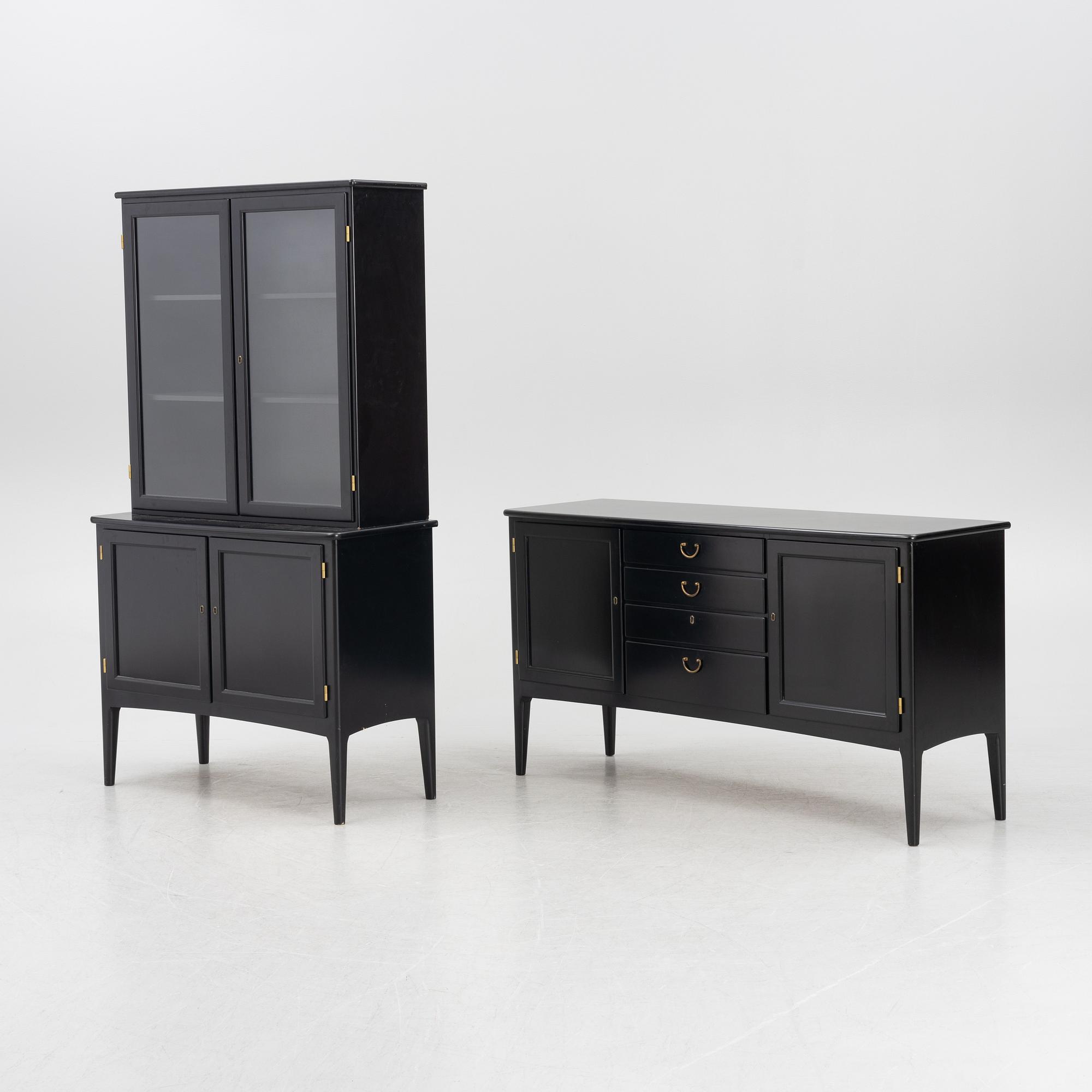 Kerstin Hörlin-Holmquist, sideboard samt vitrinskåp, "Charlotte", Asko, Finland, 1970-tal.