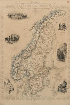 A MAP. Sweden and Norway. J. Rapkin. Late 1800s.