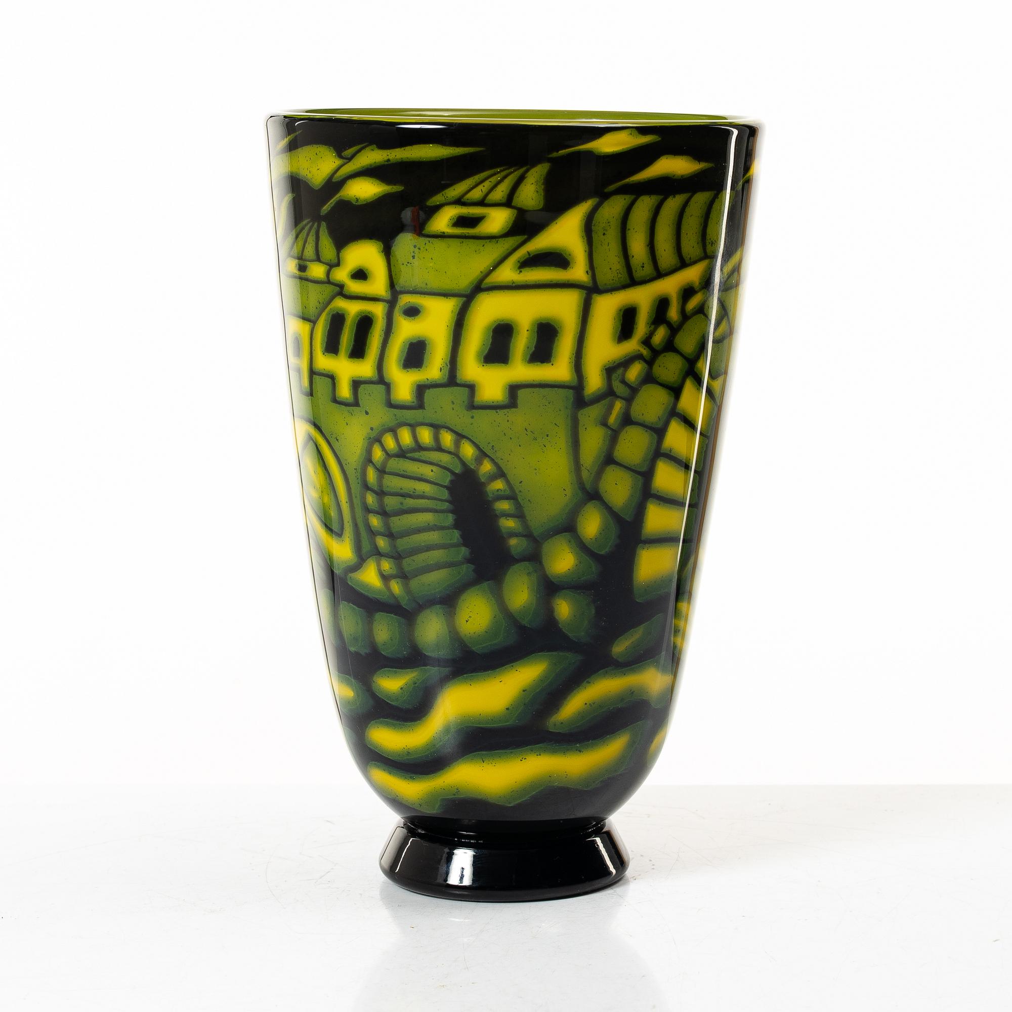 Wilke Adolfsson, Torbjörn Alfredsson, vas, graal, unik, glasblåsare Wilke Adolfsson, egen hytta i Orrefors.