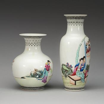 Two famille rose vases, Republic, first half of 20th Century.