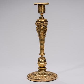 LJUSSTAKE, brännförgylld, Ryssland 1800-talets början.