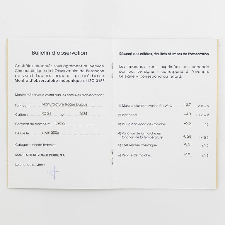 Roger Dubuis, AquaMare, Just for friends, wristwatch, 35 x 35 (49) mm.