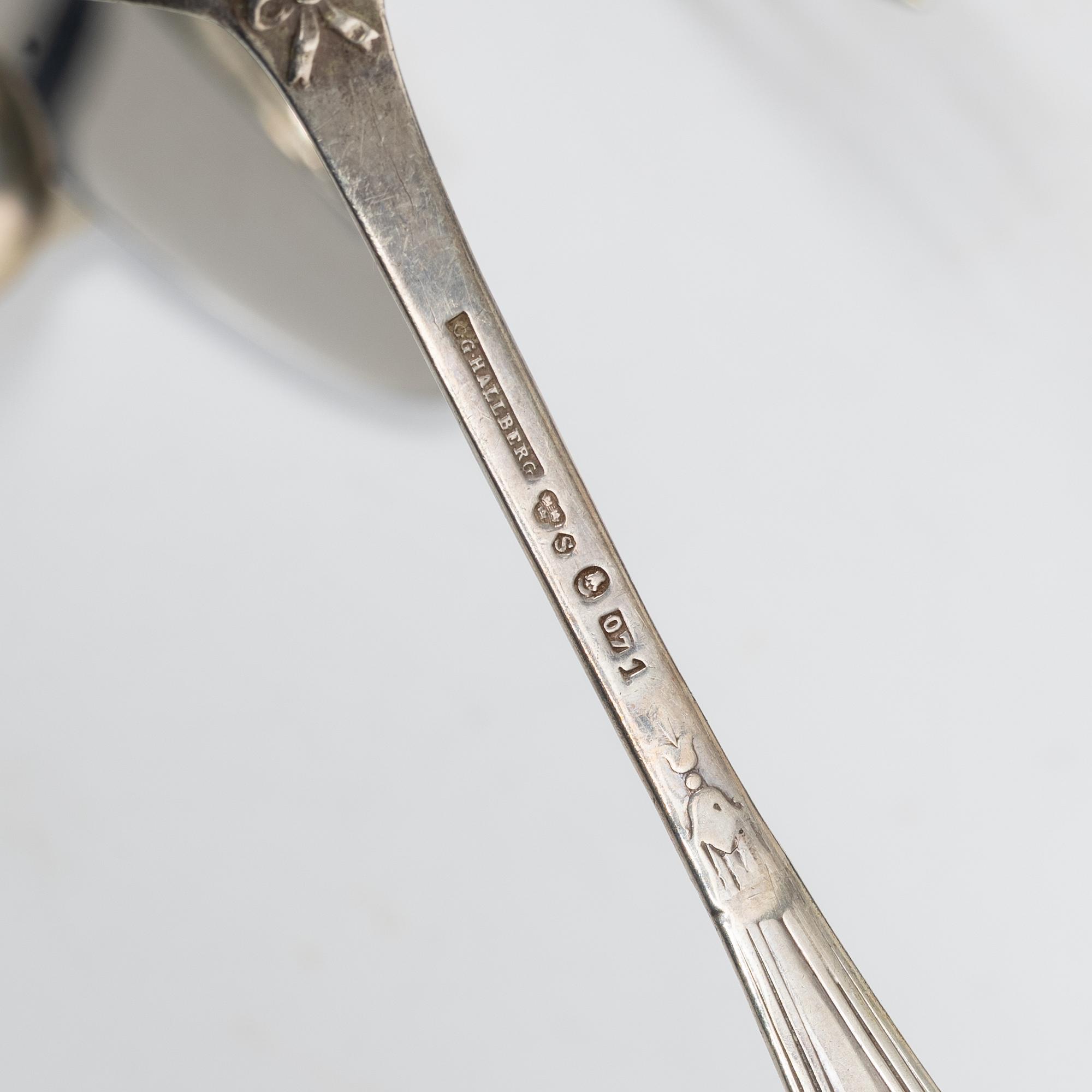 Christening set, 6 pieces, silver, CG Hallberg, Stockholm, 1916–22.