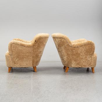 A pair of scandinavian armchairs from the 1930's/40's.