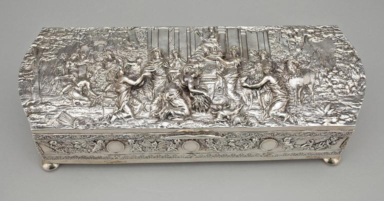 SKRIN, silver, barockstil, troligen Rostock, Tyskland. 1800-talets andra hälft. Vikt ca 1156 g.