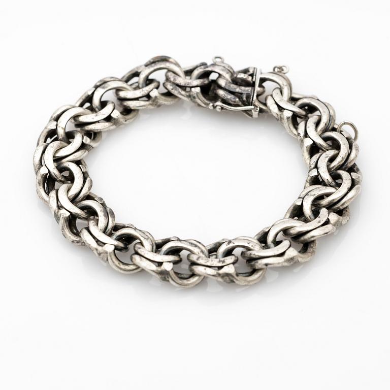 Armband, Bismarck-länk, silver.