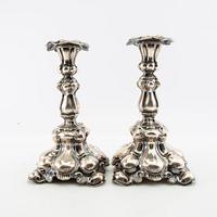 CG Hallberg candlesticks a pair Baroque-style silver Stockholm 1941.