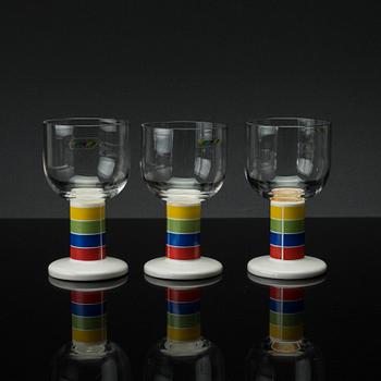 VINGLAS, glas och stengods, 16 st, "BASIC", Höganäs, 1970/80-tal.