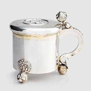 166. An Estonian Baroque parcel-gilt silver tankard, probably mark of Jacob Fleischmann (Arensburg 1675-1698).