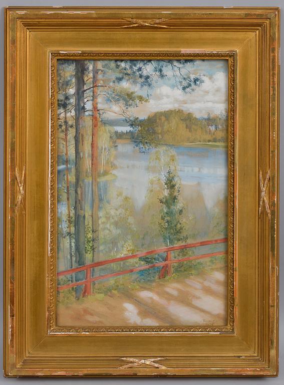 Albert Edelfelt, "JÄRVIMAISEMA KAUKOLASTA, SAARIS".