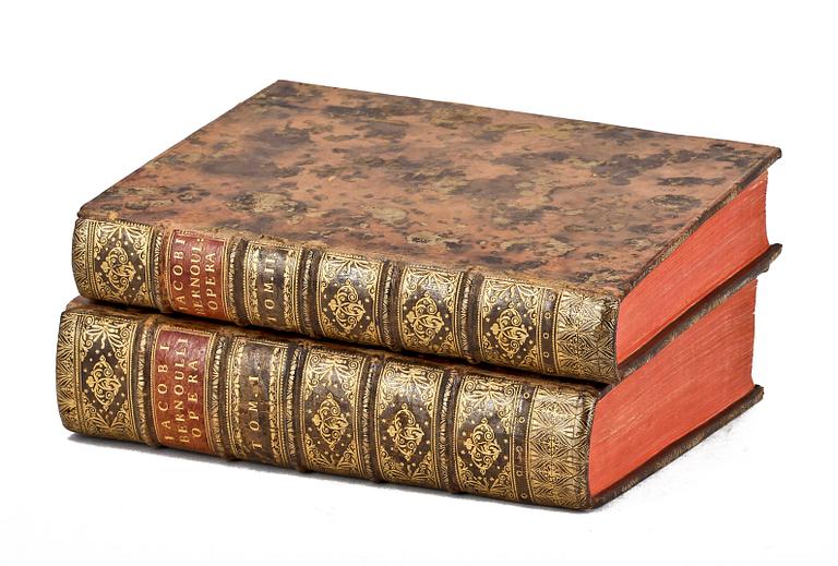 BOKVERK, 2 vol, "Basileensis Opera" av Jacobi Bernoulli, Geneve 1744.