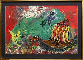 SVERKER BROSTRÖM, olja på duk. Mongramsign.