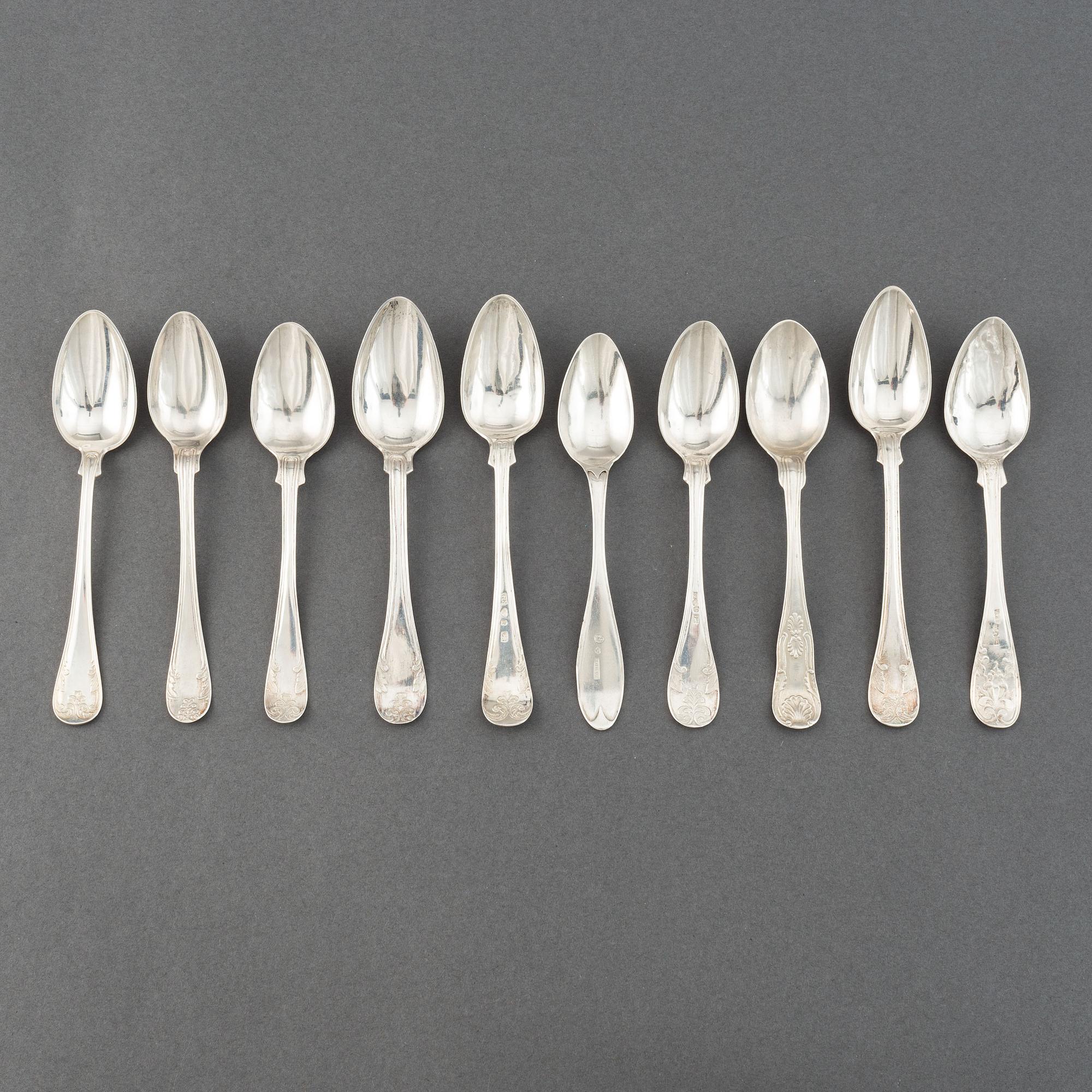 Kaffeskedar, 32 st, silver, Sverige, 1856-1905.