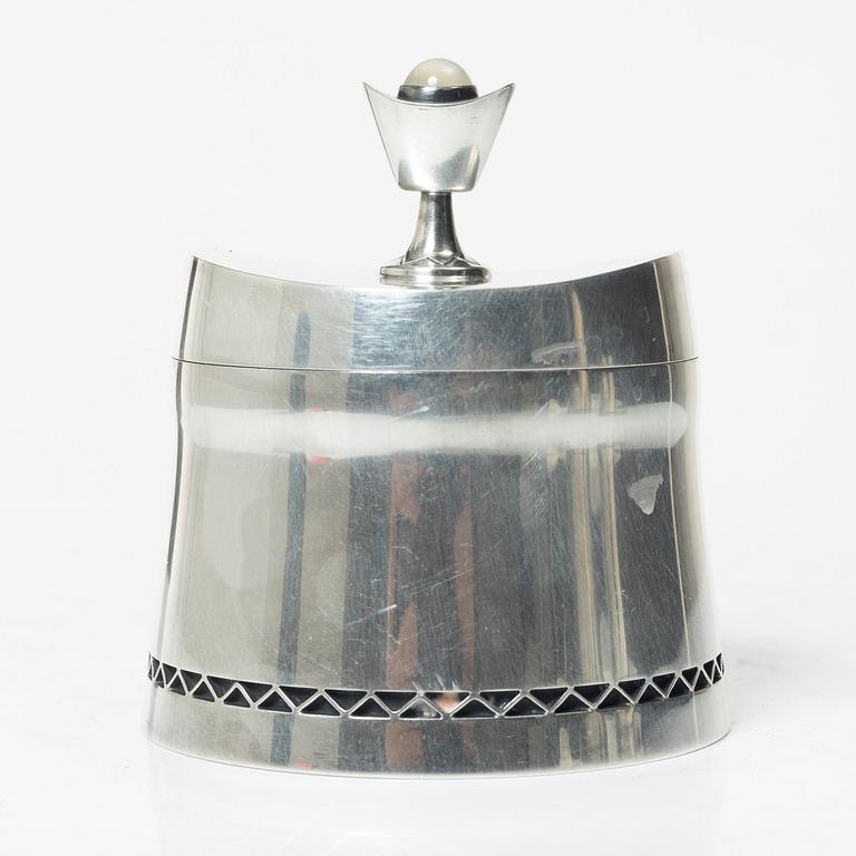 A three-piece silver coffee service by Helge Lindgren for K. Andersson, Stockholm, 1958.