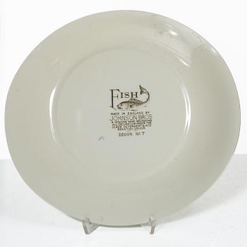 Fiskservis, 13 delar, flintgods, "Fish", Johnson Bros, England.