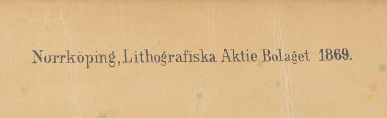Thure von Mentzer affisch Jordbanans plan Norrköping Lithografiska Aktie Bolaget 1869.