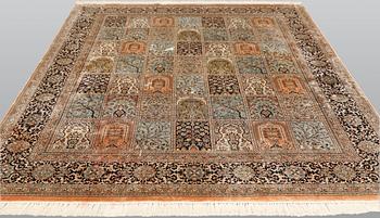 A silk carpet, Kashmir, c. 237 x 199 cm.