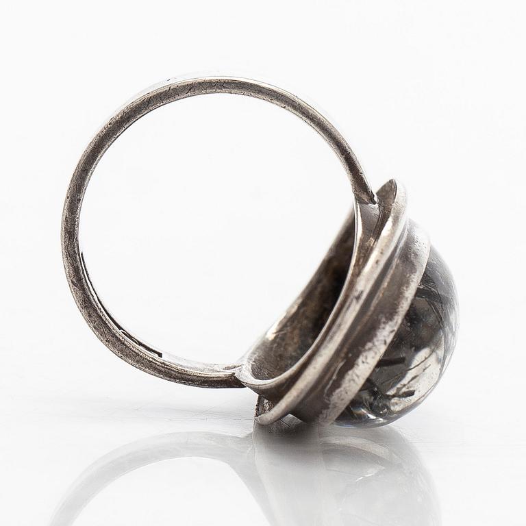 Erik Granit, ring, silver and rutilated quartz, Helsinki, 1962.