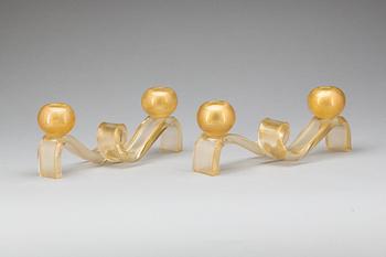 LJUSSTAKAR, ett par, glas, troligen Murano, 1900-talets mitt/andra hälft.