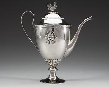 A Swedish 19th century silver coffee-pot, makers mark of Adolf Zethelius, Stockholm 1814.