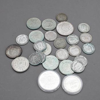 SAMLING AV SILVERMYNT, Sverige 1840-tal till 1967, tot ca 1540 gram.