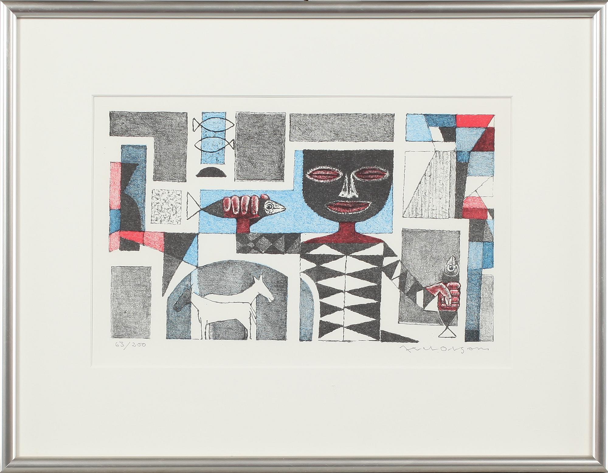 AXEL OLSON, färglitografi, signerad och numrerad 63/200.