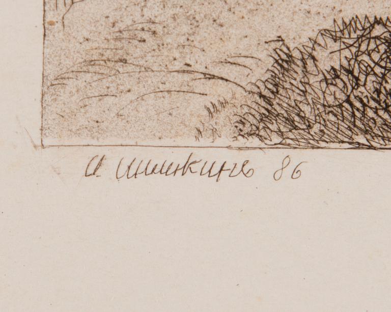 IVAN IVANOVITCH SHISHKIN, etsaus, laattaan signeerattu ja päivätty 86.