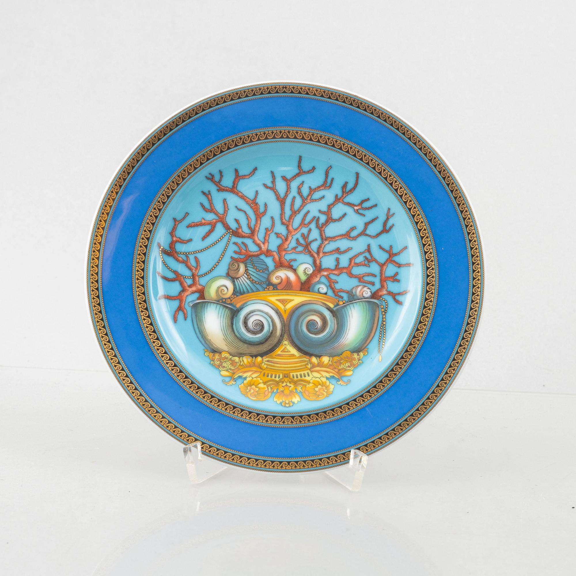 Versace, vas, assiett samt 6 dricksglas, Rosenthal.