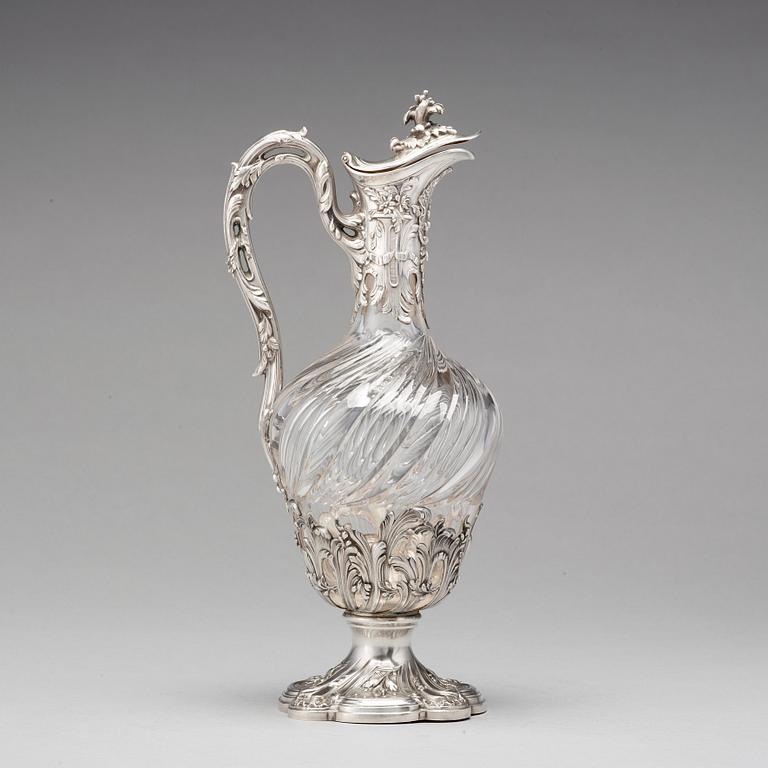 Vinkanna, Frankrike 1800-talets mitt, silver och glas.
