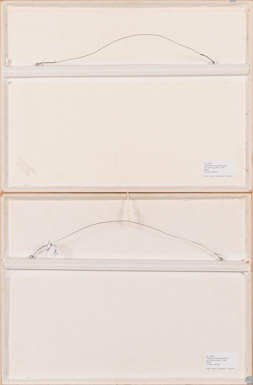 Peter Ern, diptych, tempera on paper, unsigned.