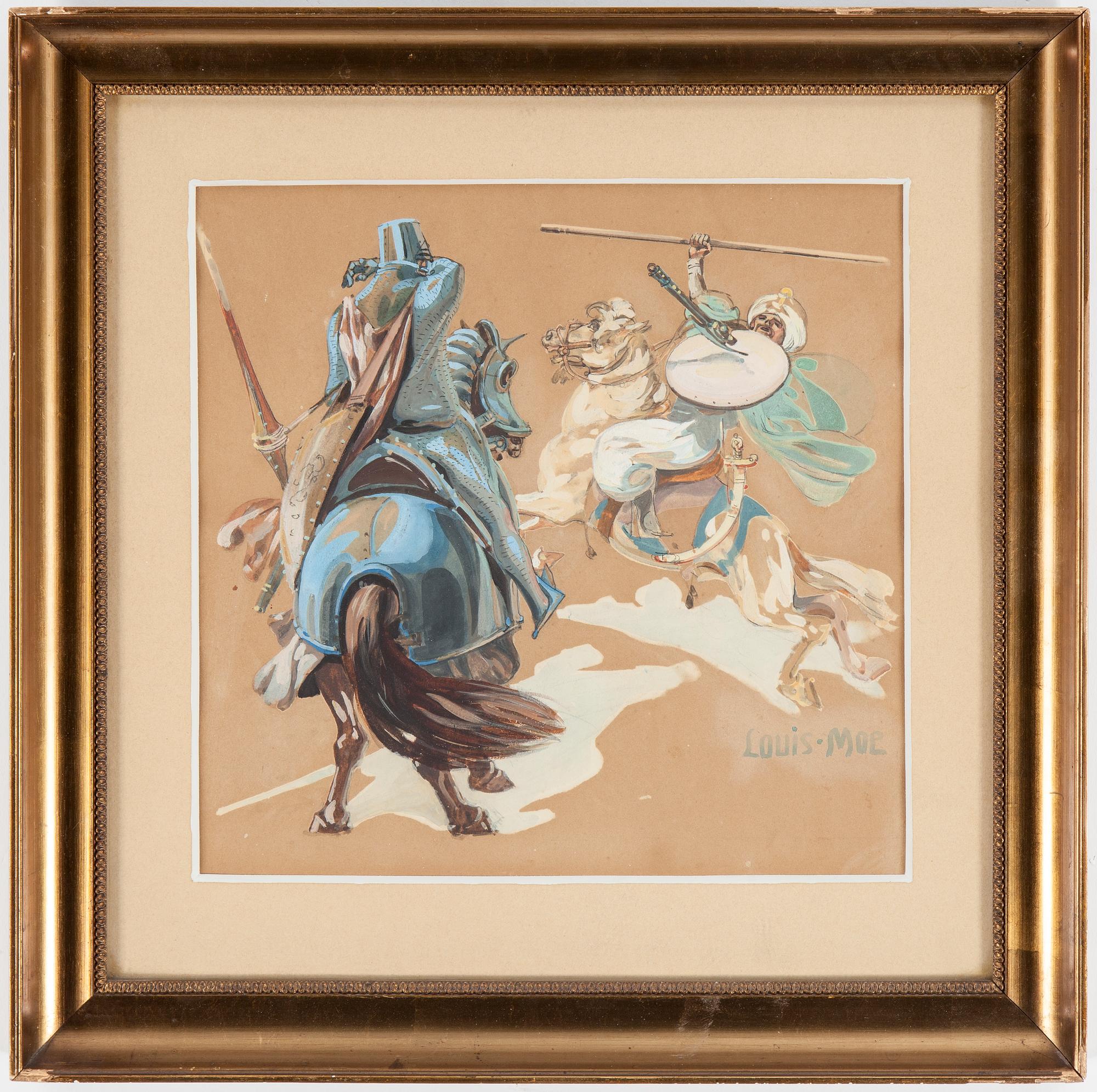 LOUIS MOE, Watercolour, signed.