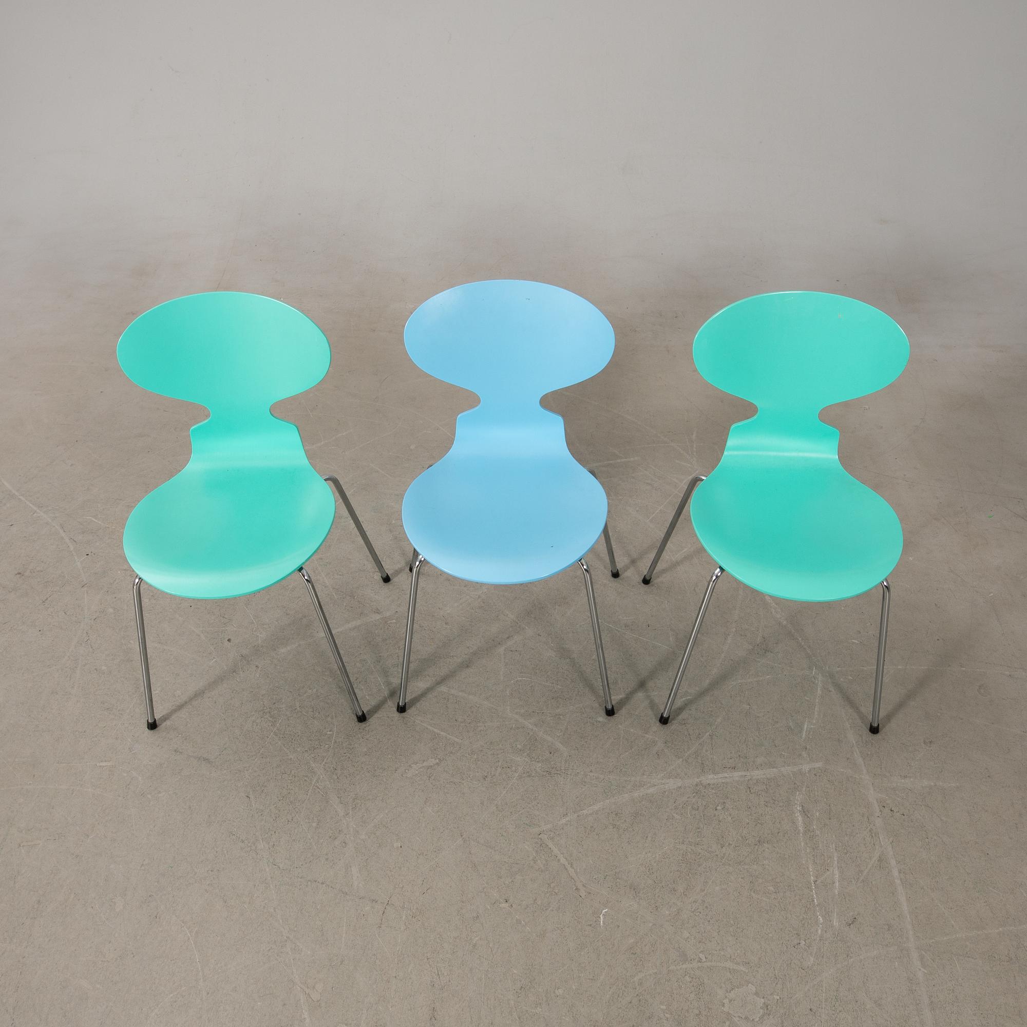 Arne Jacobsen, chairs 8 pcs, "Ant", Fritz Hansen, 1993.