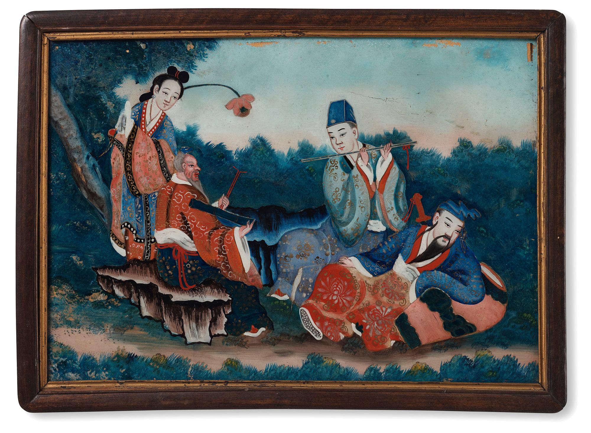 Glasmålning, Qingdynastin, omkring år 1800.