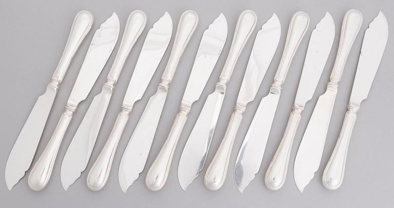 A 24-piece set of fish cutlery in silver, mark of CGH, Stockholm 1899. Original box.