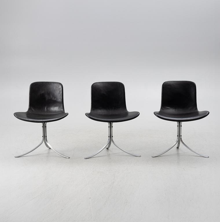 Poul Kjaerholm, a set of three "PK9" chairs, E. Kold Christensen, Denmark, 1960s.
