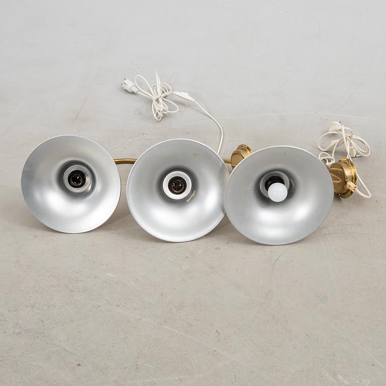 Börje Claes wall lamps 3 pcs for Norlette Elit, late 20th century.