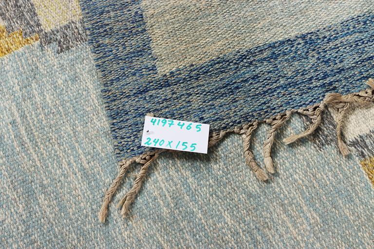 Kerstin Persson, a flat weave carpet, signed KP, c. 240 x 155 cm.